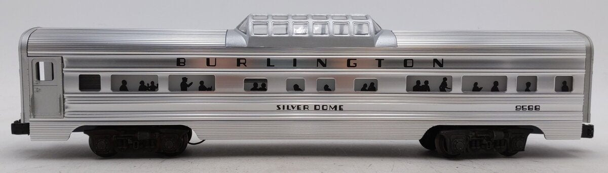 Lionel 6-9588 O Gauge Burlington Aluminum "Silver Dome" Vista Dome Passenger Car VG