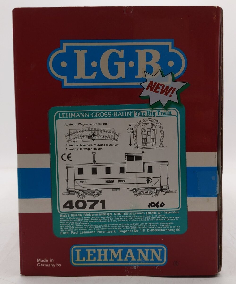 LGB 4071 G Scale White Pass Caboose #905 EX/Box