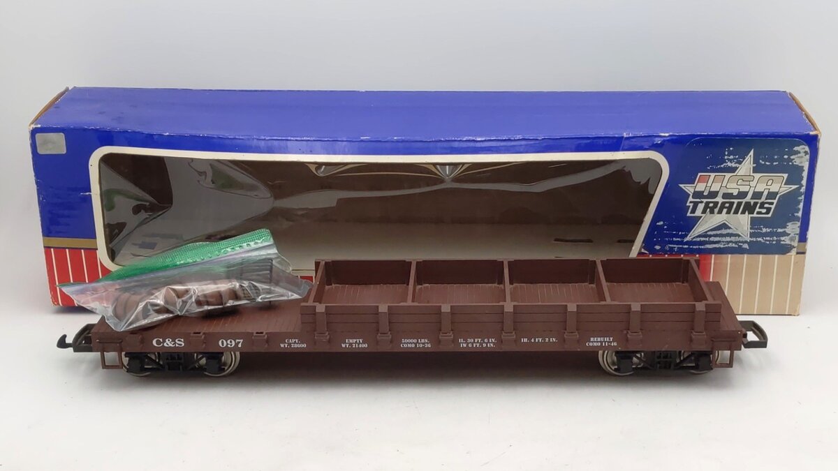 USA Trains G Scale Colorado & Southern Wood Side Flat Car #097 EX/Box