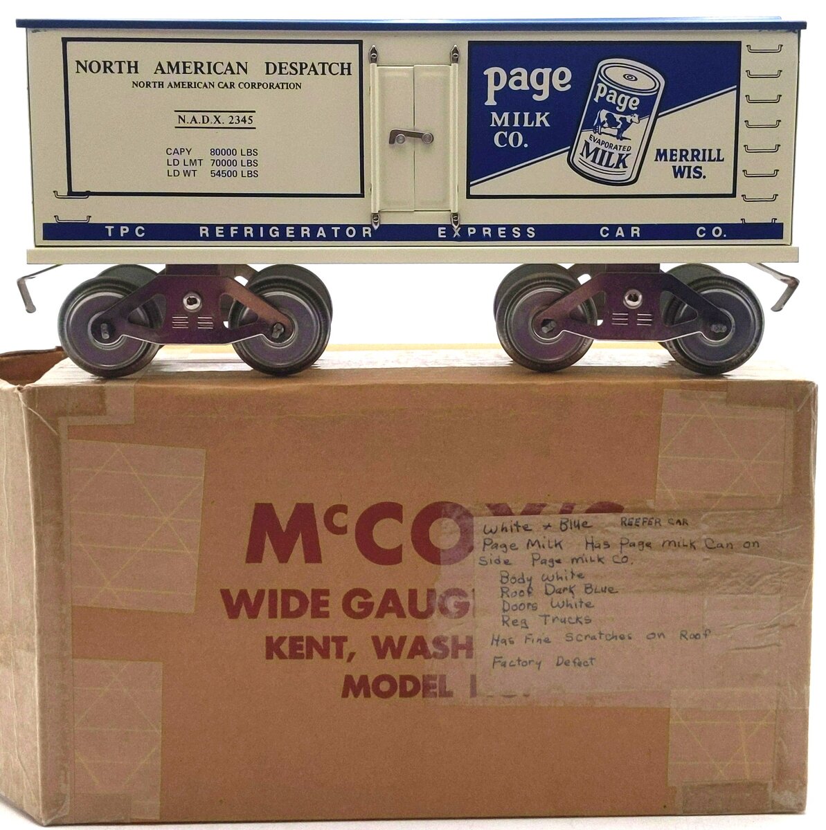 McCoy's Wide Gauge Train Car Mod. 287 Advertising Page Milk Co. EX/Box
