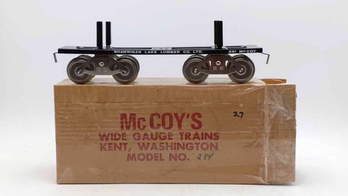 McCoy 291 Standard Gauge Shawnigan Lake Lumber Log Flatcar EX/Box