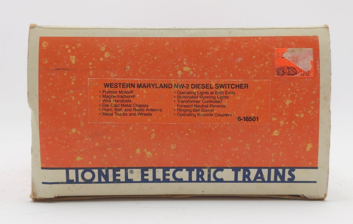 Lionel 6-18501 O Gauge Western Maryland NW2 Powered Diesel Locomotive #8501 EX/Box