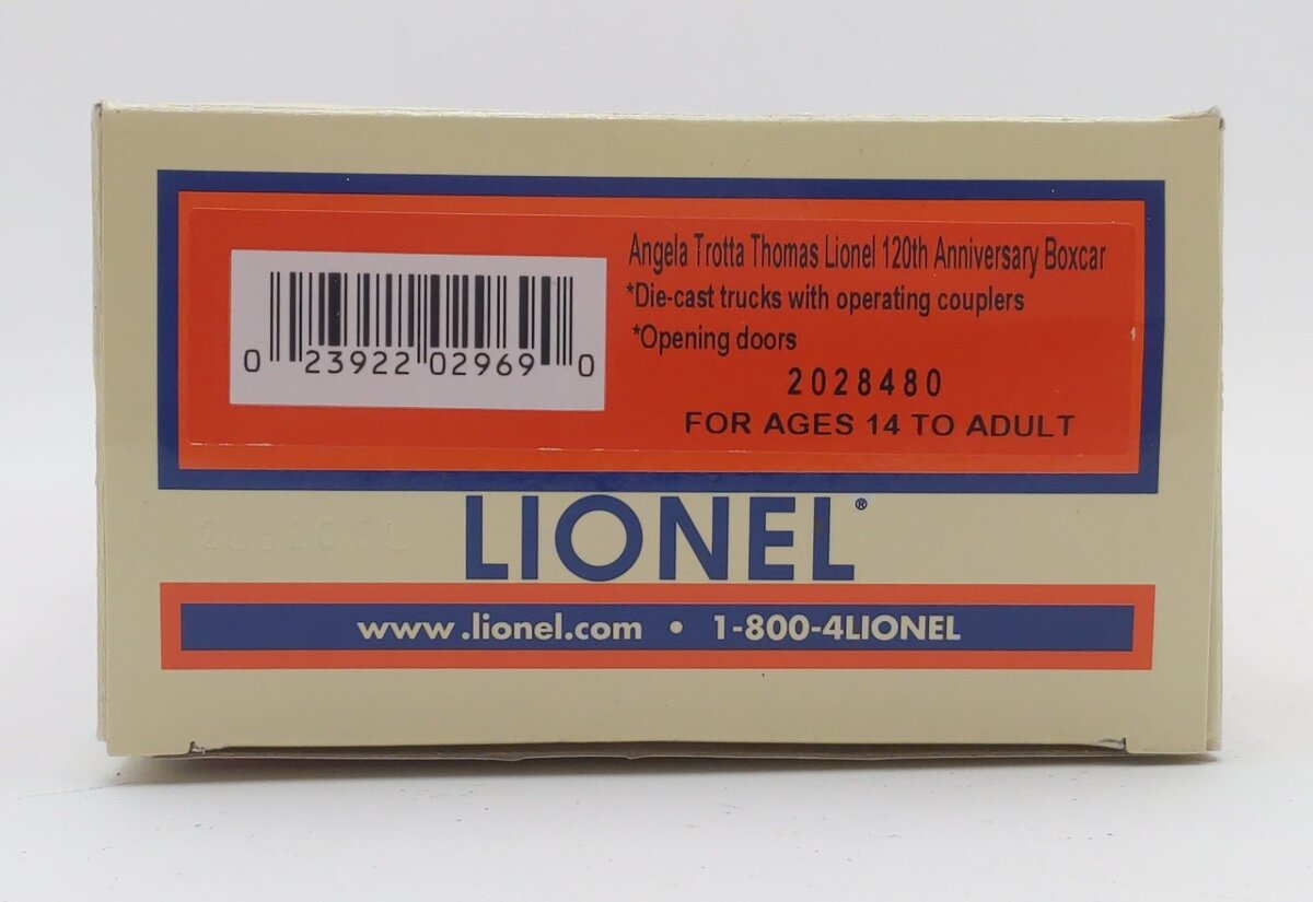 Lionel 2028480 O Gauge Angela Trotta Thomas 120 Years Best of Lionel Boxcar EX/Box