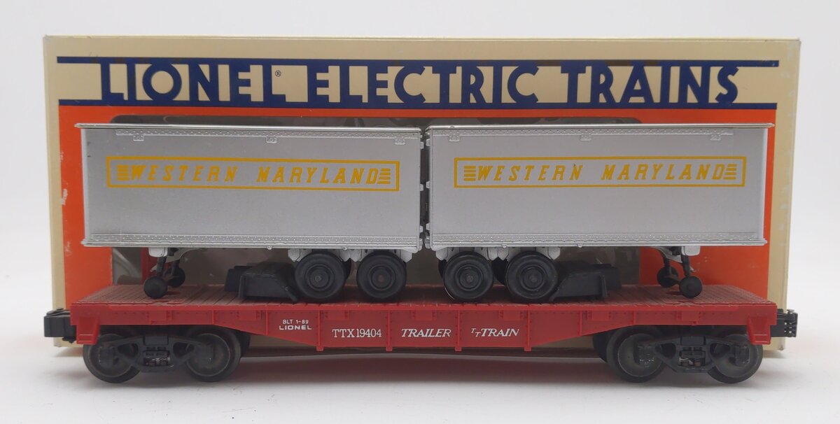 Lionel 6-19404 O Gauge Western Maryland Flatcar with Trailers #19404 EX/Box