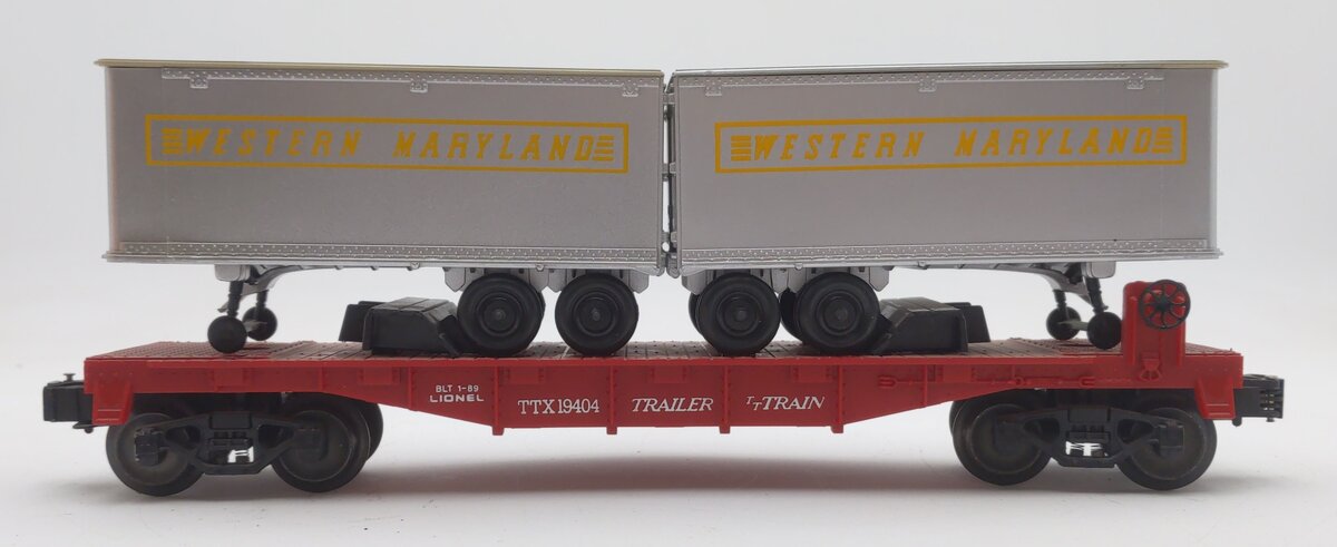 Lionel 6-19404 O Gauge Western Maryland Flatcar with Trailers #19404 EX/Box