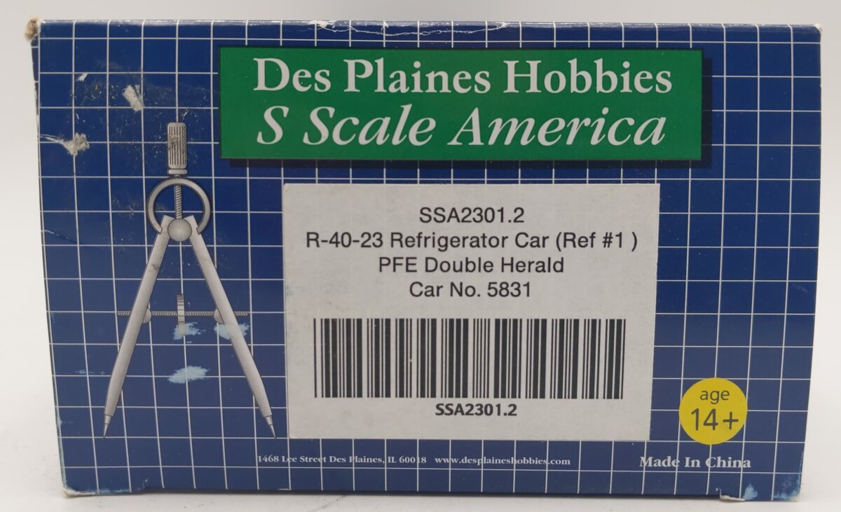 Des Plaines Hobbies 2301.2 S Scale Pacific Fruit Express Refrigerator Car #5831 EX/Box