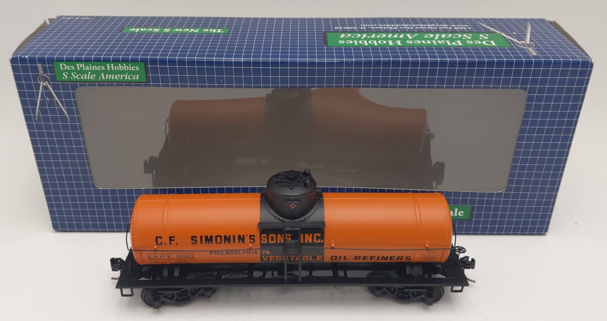 Des Plaines Hobbies SAA1417.3 S Scale Simonins (SHPX) 10K Tank Car #9562 EX/Box