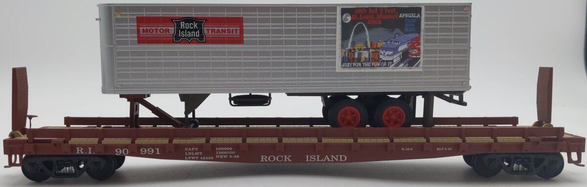 The Showcase Line 00180 S Scale TOFC Rock Island w/ RI Trailer LN/Box
