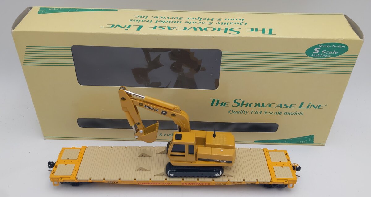S-Helper Service 00309-0 S Gauge Union Pacific Flatcar w/ John Deere Excavator EX/Box