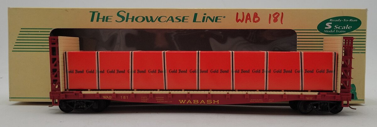 S-Helper 00166 S Scale Wabash Bulkhead Flatcar GBP w/BM Load LN/Box