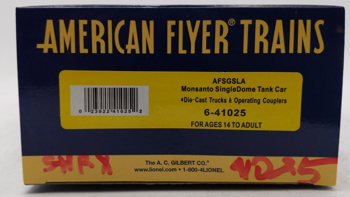 American Flyer 6-41025 S Gauge S.H.P.X. Monsanto SingleDome Tank Car #41025 EX/Box