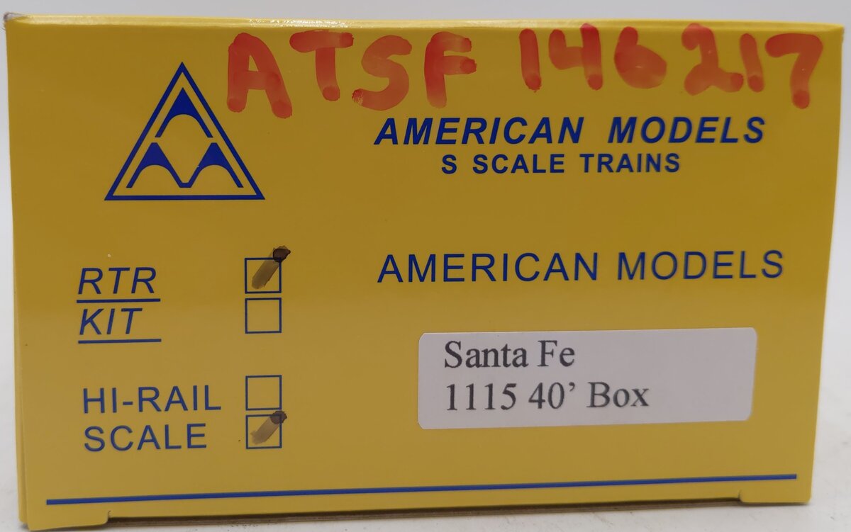 American Models 1115 S Scale Santa Fe 40' Box Car #146217 EX/Box