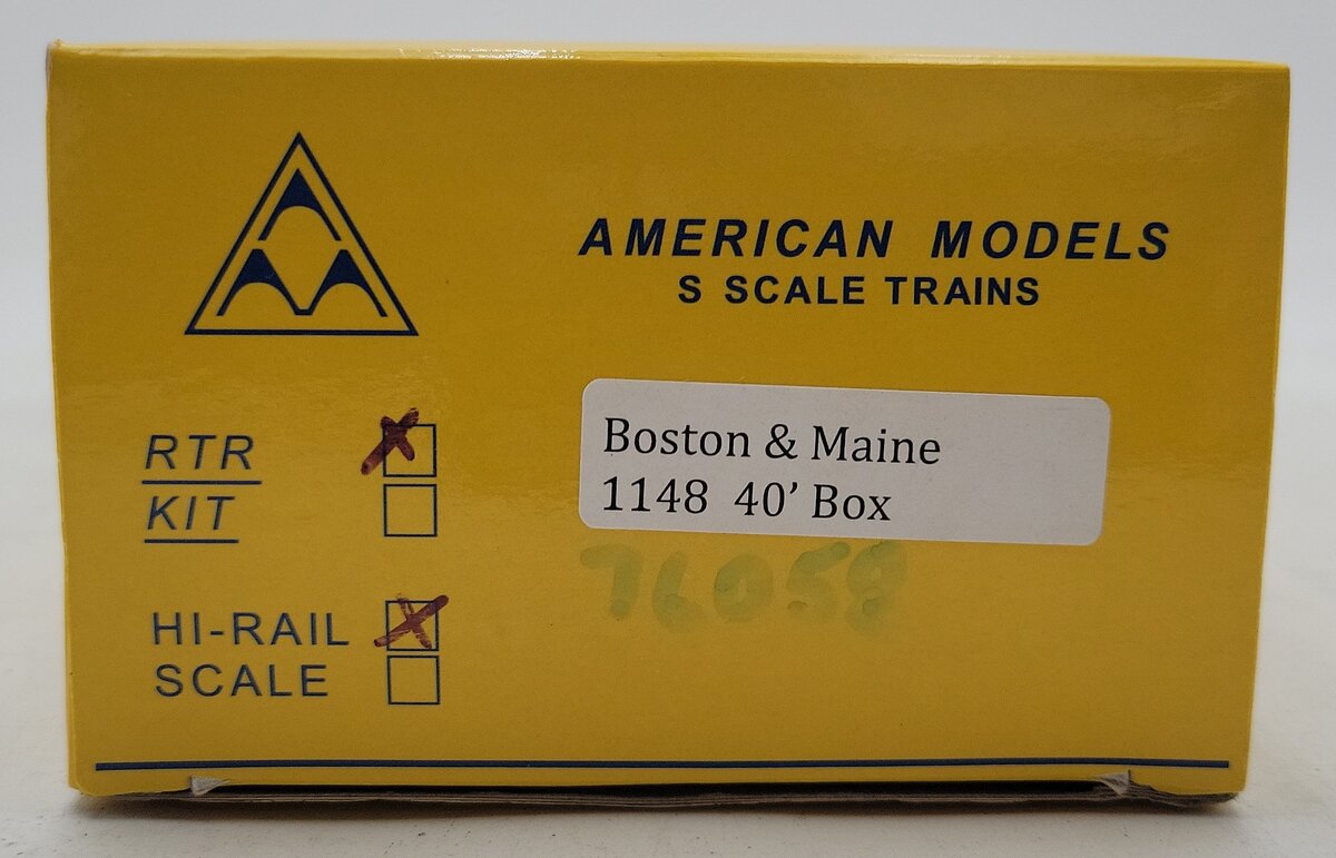 American Models 1148 S Scale Boston and Maine 40' Box Car #76058 EX/Box