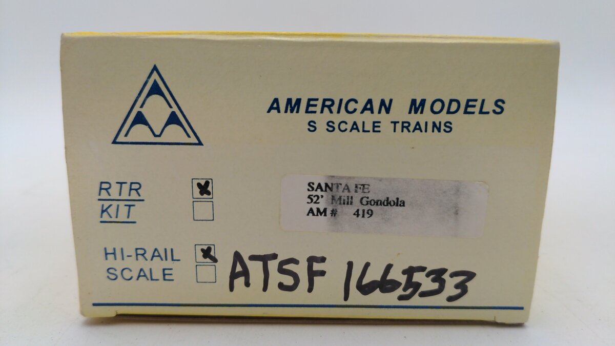 American Models 419 S Scale Santa Fe Gondola w/o Load #166533 EX/Box