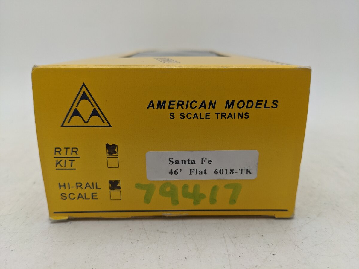 American Models 6018 S Scale (Scale) Santa Fe 46' Flat Car W/Load EX/Box