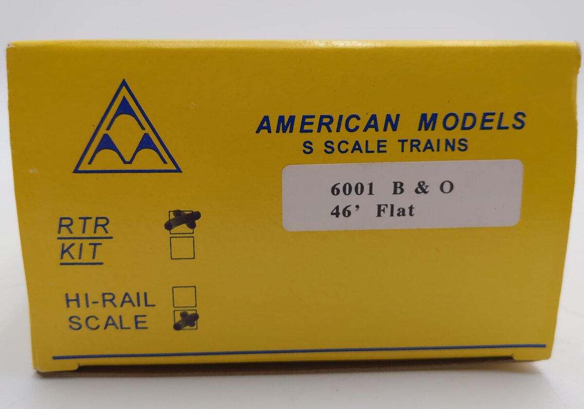 American Models 6001 S Gauge Baltiomre & Ohio #78352 46' Flatcar EX/Box
