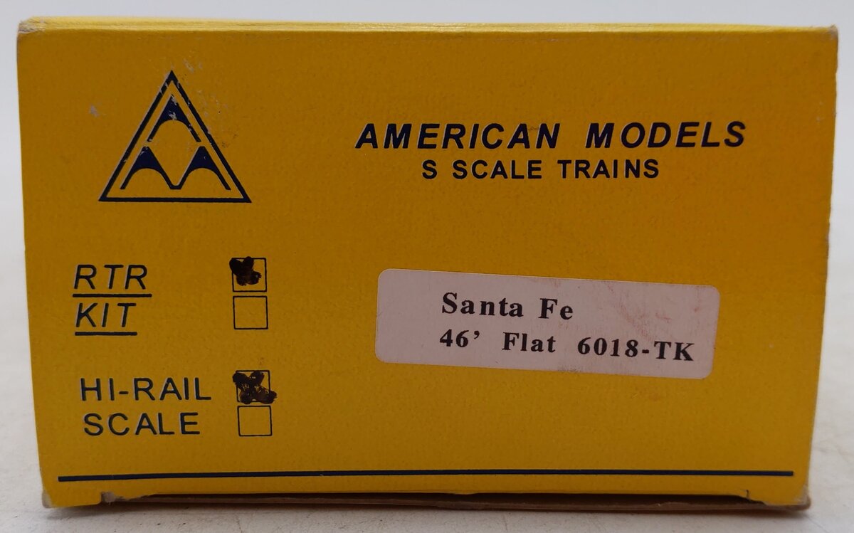 American Models 6018-TK S Gauge Santa Fe 46' Flatcar w/ Army Tank EX/Box