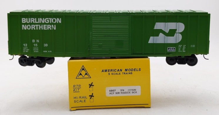American Models 5007 S Scale Burlington Northern ACF 50' Ribside Box Car #121539 LN/Box
