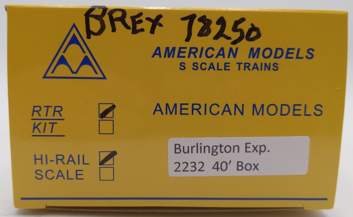 American Models 2232 S Scale Hi-Rail BREX Boxcar #76250 EX/Box
