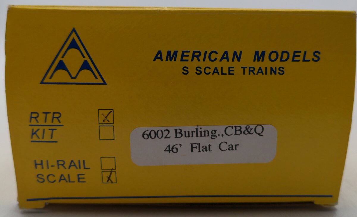 American Models 6002 S Scale RTR Burlington Flatcar #91453 LN/Box