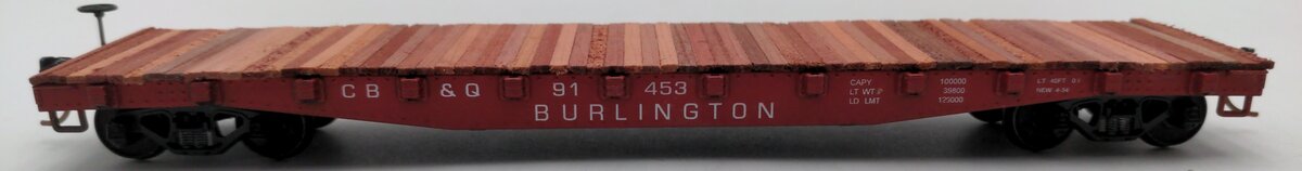 American Models 6002 S Scale RTR Burlington Flatcar #91453 LN/Box