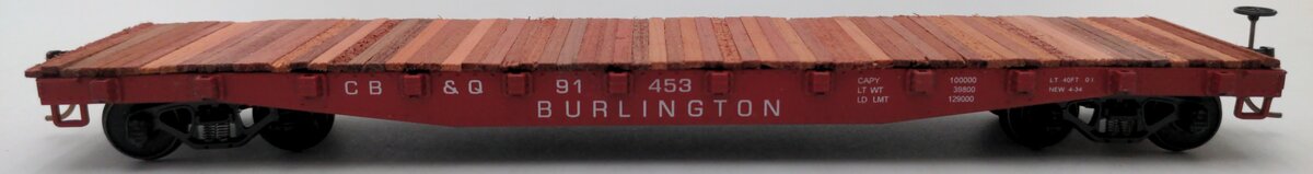 American Models 6002 S Scale RTR Burlington Flatcar #91453 LN/Box
