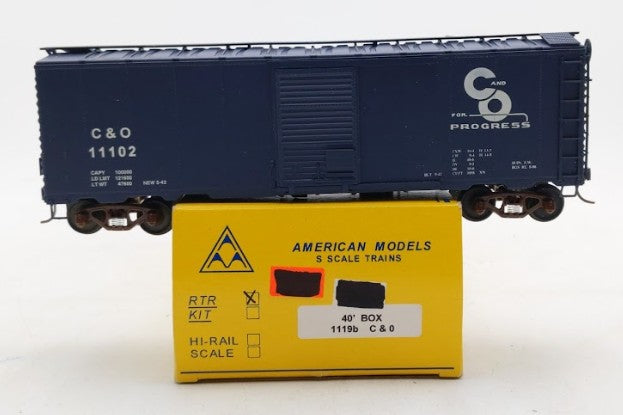 American Models 1119b S Scale C & O Boxcar #11102 LN/Box