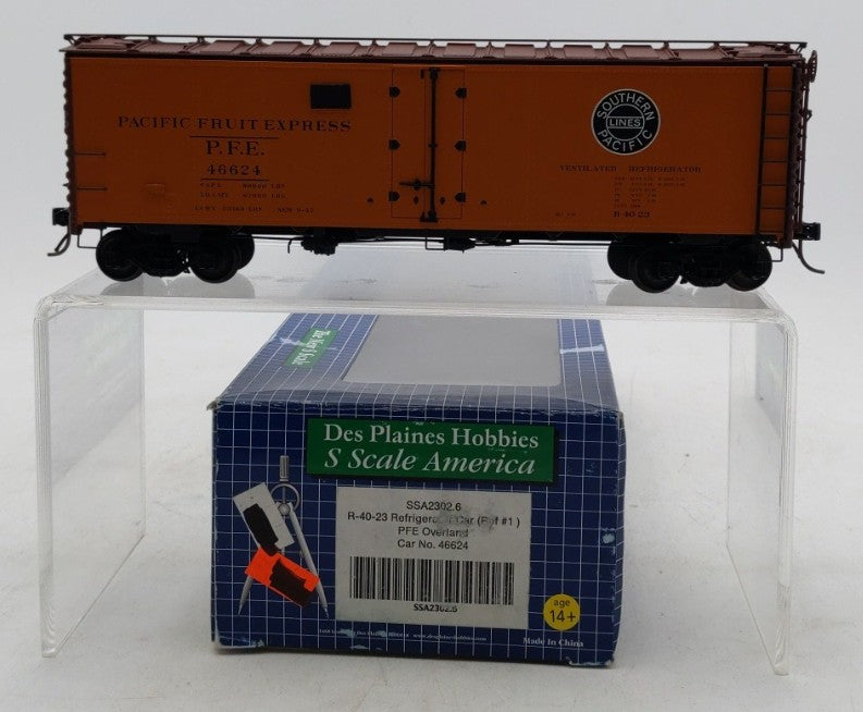 Des Plaines Hobbies SSA2302.6 S Scale Pacific Fruit Express Reefer Car #46624 LN/Box