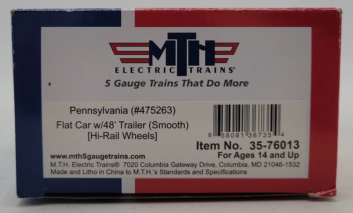 MTH 35-76013 S Pennsylvania Flat Car with 48’ Trailer #475263