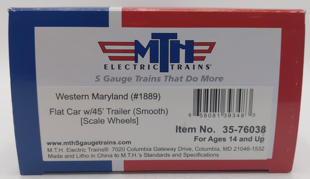 MTH 35-76036 S Baltimore & Ohio Flat Car with 45' Trailer #1889 EX/Box