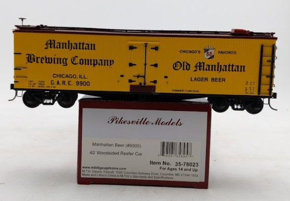 MTH 35-78023 S Scale Manhattan Beer 40' Woodsided Reefer Car #9900 LN/Box