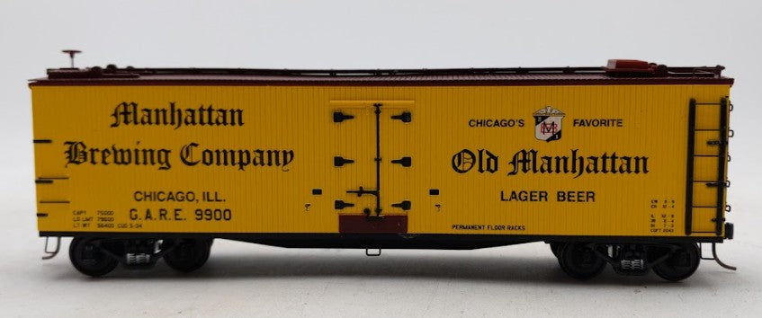 MTH 35-78023 S Scale Manhattan Beer 40' Woodsided Reefer Car #9900 LN/Box