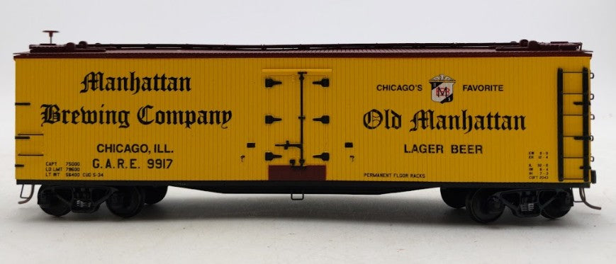MTH 35-78024 S Scale Manhattan Beer 40' Woodsided Reefer Car #9917 LN/Box