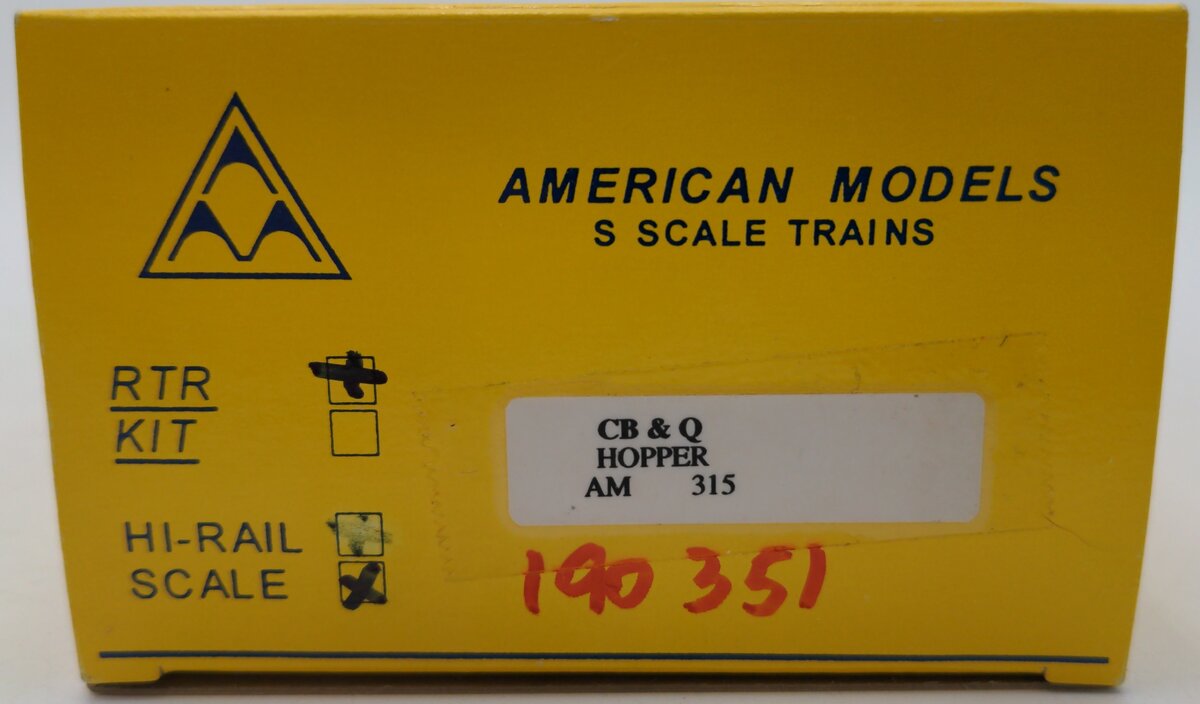 American Models 315 S CB&Q 2-Bay Hopper #190351 EX/Box