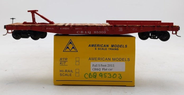 American Models S Scale Chicago Burlington & Quincy 2011 Flatcar #95303 LN/Box