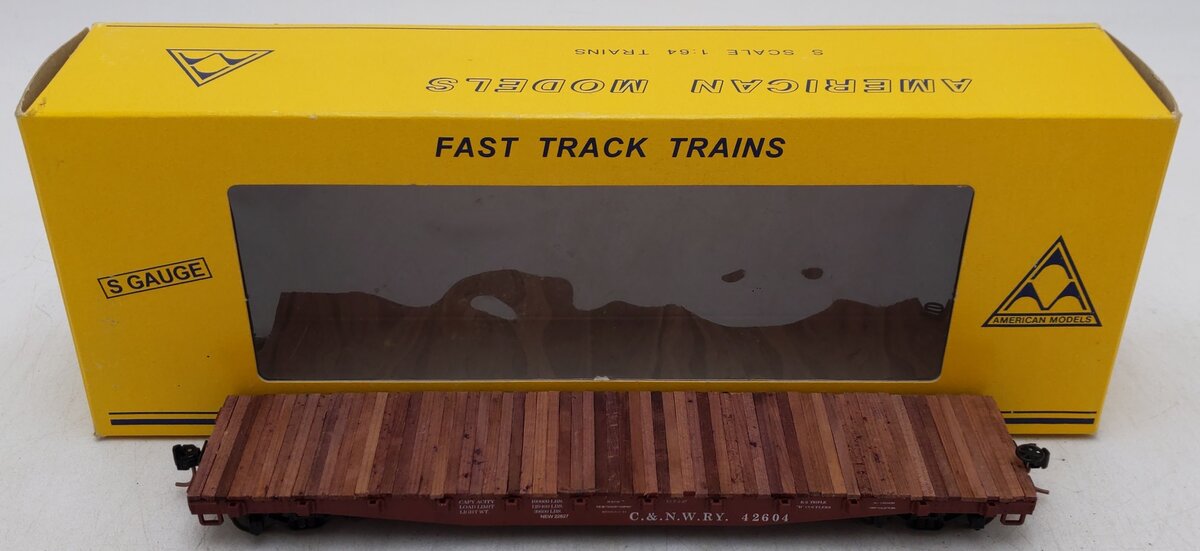 American Models 6005 S Gauge Chicago & North Western 46' Flatcar #42604 EX/Box