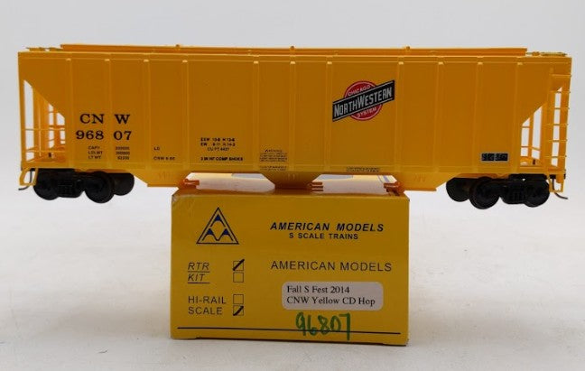 American Models S Scale Chicago & North Western 2014 3-Bay Covered Hopper #96807 LN/Box