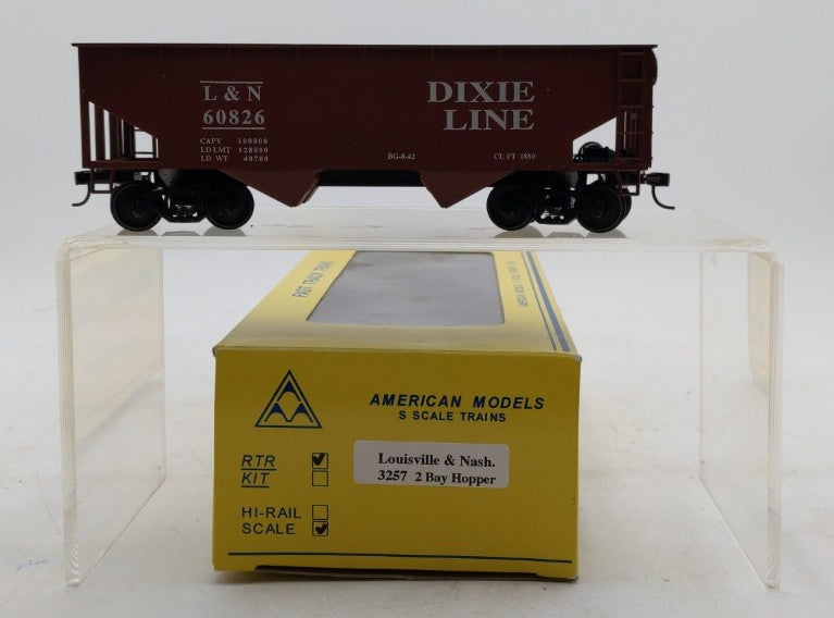 American Models 3257 S Scale Louisville & Nashville 2 Bay Hopper #60826 EX/Box