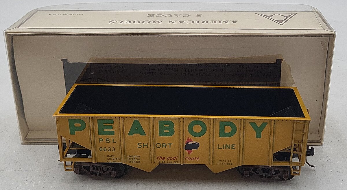 American Models 308 S Gauge Peabody 2-Bay Hopper AM #6633 EX/Box