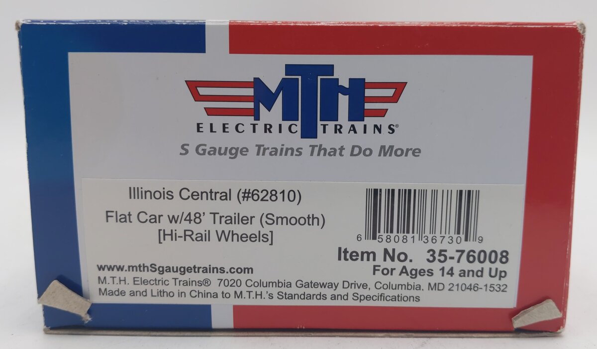 MTH 35-76008 S Illinois Central Flat Car with 48’ Trailer #62810 LN/Box