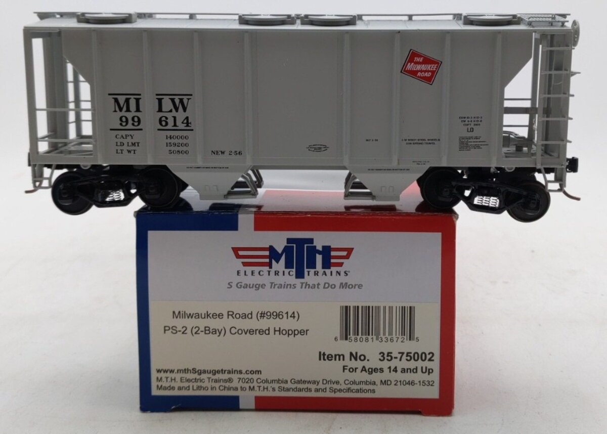 MTH 35-75002 S Milwaukee Road PS-2 2-Bay Covered Hopper Car #99614 LN/Box