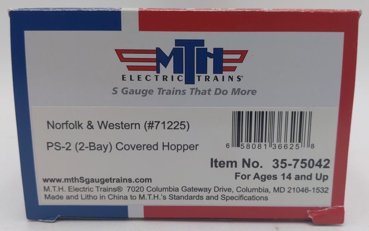 MTH 35-75042 S-Scale Norfolk and Western PS-2 (2-Bay) Hopper Car #71225