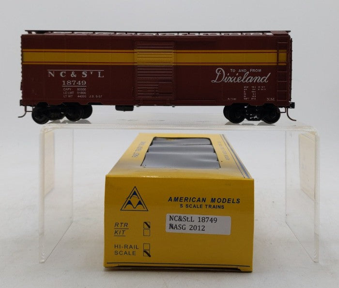 American Models S Scale Nashville Chattanooga & St. Louis Boxcar #18749 LN/Box