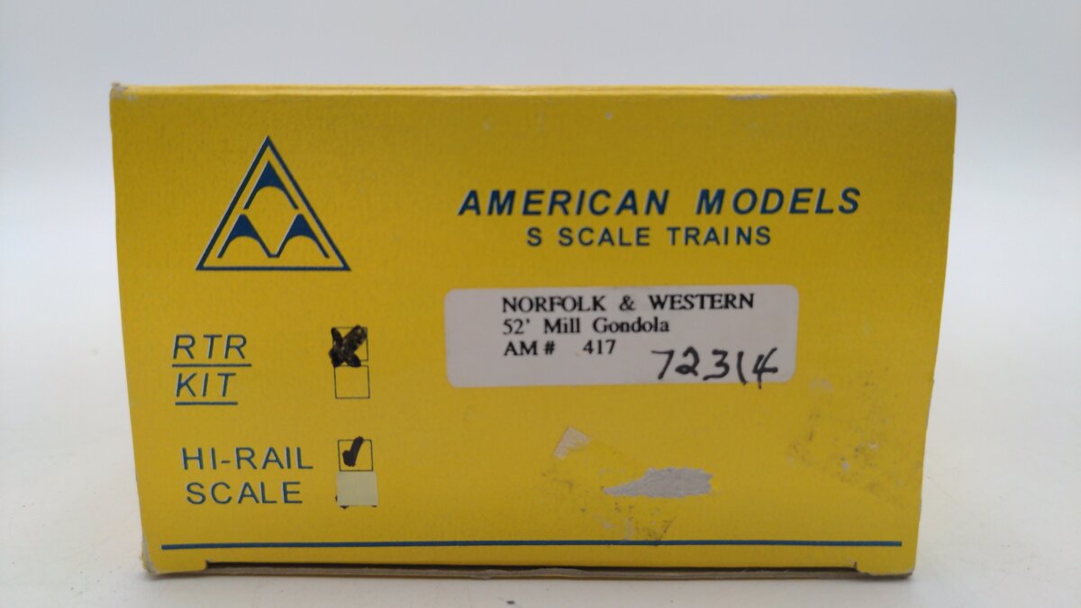 American Models 417 S Scale Norfolk & Western Gondola w/o Load #72314 EX/Box