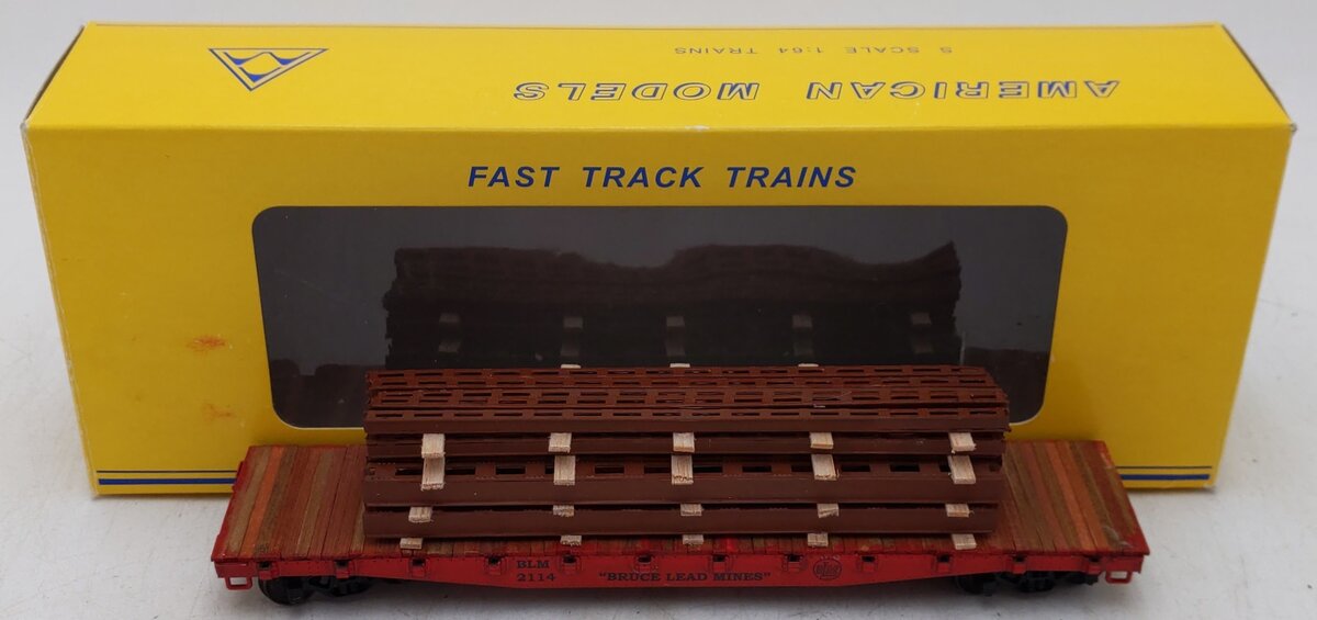 American Models 6015 S Scale Custom Bruce Lead Mines 46' Flat Car w/ Load #2114/Box