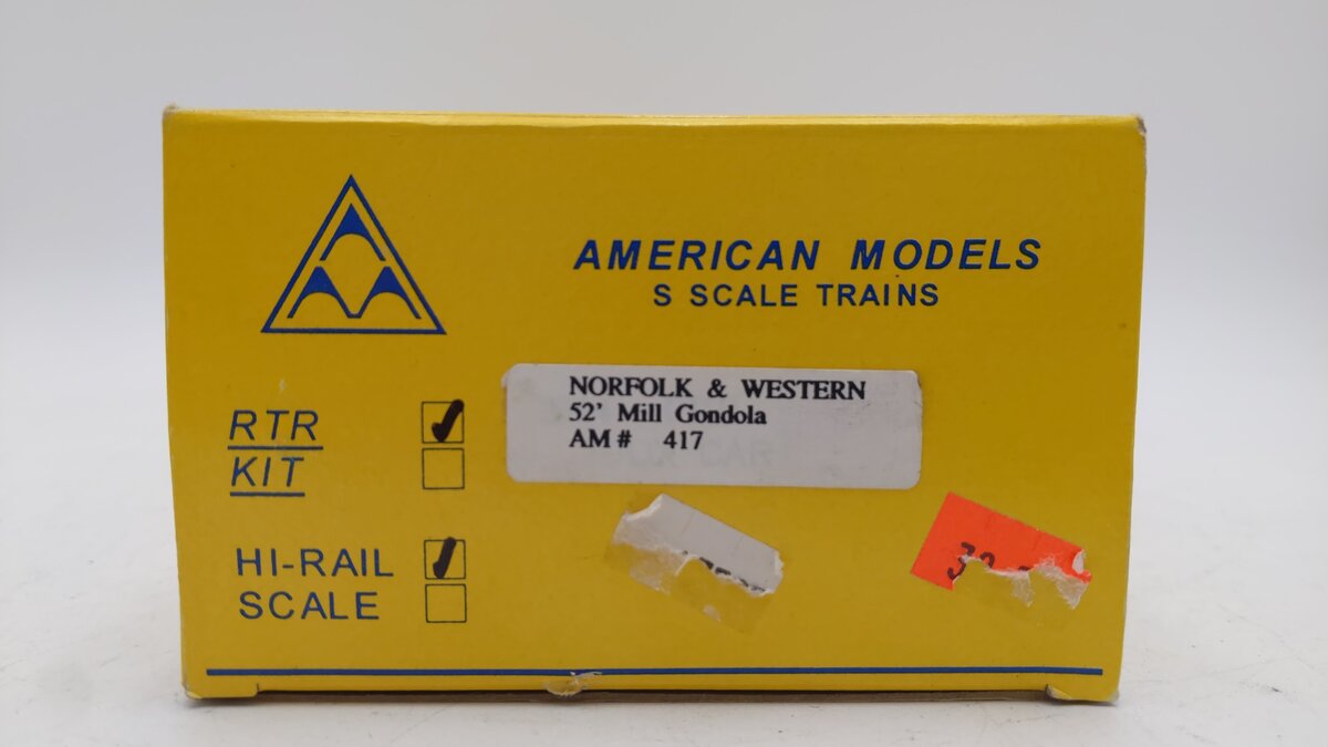 American Models 417 S Scale Norfolk & Western Gondola w/o Load #72322 EX/Box