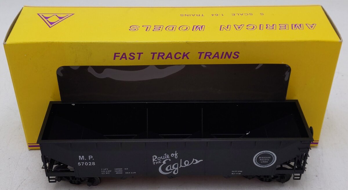 American Models 3367 S Scale Missouri Pacific AAR 3 Bay Hopper #57028 EX/Box