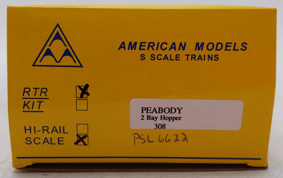 American Models 308 S Gauge Peabody 2-Bay Hopper AM #6622 VG/Box