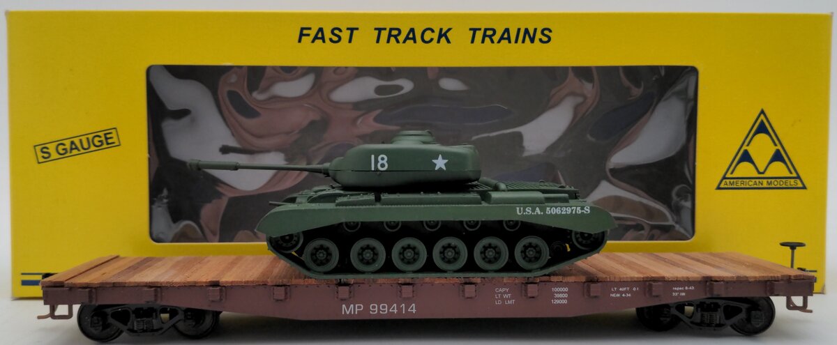 American Models 6016 S Gauge Missouri Pacific Flatcar With Load #99414 LN/Box