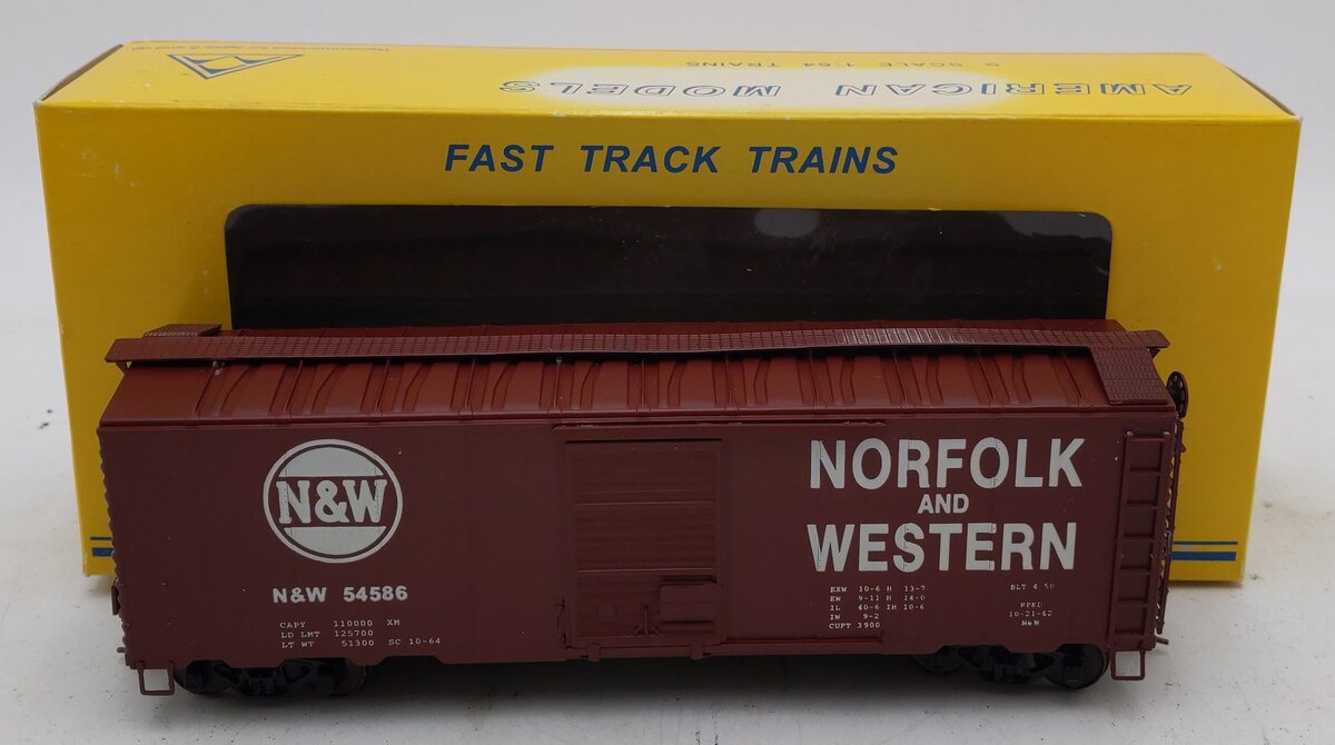American Models 1131 S Scale (Hi-Rail) Norfolk & Western 40' Box Car #54586 LN/Box